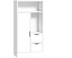 Badkamerkast Opbergkast Bijzetkast Buffetkast 50x25x100cm Wit Met Verstelbare Interne Planken, Lades en Open Vakken Slank Ruimtebesparend Ontwerp Eenvoudig te Monteren en Reinigen Strak Modern Design Geschikt voor Badkamer, Keuken en Slaapkamer