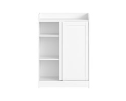 Badkamerkast Opbergkast Smalle Kast 20x60x80 Cm Wit Houten Frame 2 Schuifdeuren Verstelbare Planken Verhoogd Blad Valpreventie Slaapkamer Badkamer Woonkamer Hal