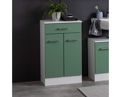 Badkamerkast Ricca 50cm 2 deuren & 1 lade - wit/groen