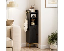 Badkamerkast Smal – Rotan Design Opbergkast, Waterbestendig Vrijstaand Kastje met Deur, Multifunctioneel, 84 cm Hoog