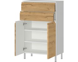Badkamerkast Torres 60cm met 2 deuren & 2 lades - eikdecor/wit