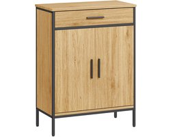 Badkamerkast, Tweelaags Rekken, Grote Lade, Industriële Stijl, Eikenhout Look