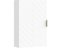 Badkamerkast voor wandmontage met 1 stalen handgreep en verstelbare planken, moderne stijl, 40x15x60 cm, wit