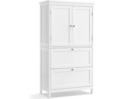 Badkamerkast – Woonkamerkast – Openslaande deuren – 2 Lades – Van hout – Wit