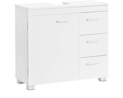 Badkamerkast Zonder Wastafel Badkameropbergkast Toiletmeubel met 3 laden en 1 deur, stevige en duurzame houten constructie, ruime opbergruimte, 30 x 70 x 64 cm, wit