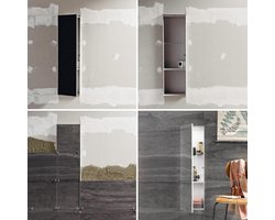 Badkamerkasten hoog Inbouwkastmodule voor toiletborstelset - toiletpapierhouder - push-to-open - rechtsaanslag badkamerkasten hoog