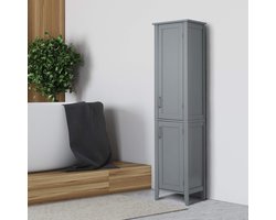 Badkamerkasten hoog Kolomkast Mercer Hoge Houten Kast 2 Deuren 3 Planken Grijs 159.4 x 38.1 x 33 cm badkamerkasten hoog
