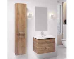 Badkamerkasten hoog Notenhout 30 x 150 cm - Hangkast Badkamermeubel Hangkast Deuren Badkamerrek badkamerkasten hoog