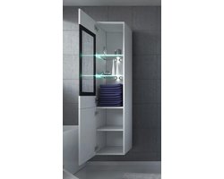 Badkamerkasten hoog Rio 131 cm hoogglans wit hoge-kast meubel badkamermeubel zijkast - badkamerkasten - hoge-kasten badkamerkasten hoog