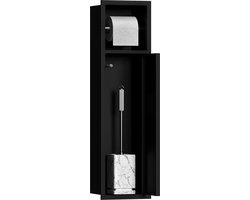 Badkamerkasten hoog smal roestvrij staal hoge kast ingebouwde toiletpapierhouder en toiletborstelhouder zwart badkamerkasten hoog