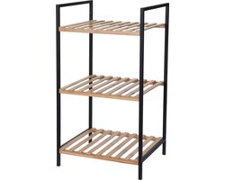 Badkamerkastje - 3-laags - bamboe - 39 x 32 x 70 cm - vochtbestendig - bijzetkastje