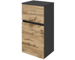 Badkamerkastje Kornel/Luna 40cm 1 deur & 1 lade - grafietgrijs/eik - Held - Smalle kasten - Bruin; Grijs - Spaanplaat - Smalle kasten -