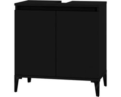 Badkamerkastje Onder Wastafel - Wastafelonderkast Op Pootjes - 33 x 58 x 60 cm - 11,2 kg - Zwart - Compact En Stijlvol Ontwerp Voor Extra Opslagruimte In De Badkamer