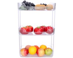 Badkamer/keuken organizer - transparant - metaal - 3 lagen - 30 x 17 x 46 cm - douche rek - organiseren
