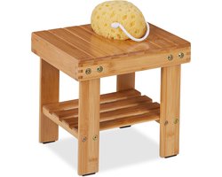 badkamerkruk bamboe - met opbergruimte - 26 x 27 x 22,5 cm - plantenkrukje - hal