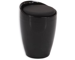 Badkamerkruk DANIEL met opbergruimte in zwart, modern design combinatie van hoogwaardig kunststof en kunstleer