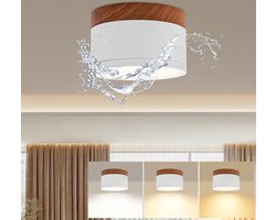 Badkamerlamp Plafond Led Opbouwspot IP65 Dimbaar Wit Hout 12W 1320lm 3000K-6000K Ronde Verlichting Moderne Downlight Ø11cm - Woonkamer Slaapkamer Keuken