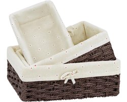 Badkamermand Opbergmand, Badkamermanden, Rieten Manden Gevlochten Stapelbare Decoratieve Mand met Voering voor Speelgoed, Afstandsbedieningen (Bruin)