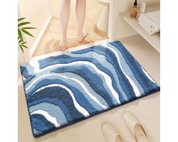 Badkamermat – Badmat - Zacht & absorberend – Zeer absorberend – Antislip – 50 x 80 cm – Machinewasbaar – Blauw