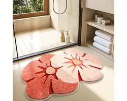 Badkamermat met een schattig bloemenpatroon, zacht en dik, zeer absorberend, sneldrogend en antislip, geschikt voor slaapkamers en doucheruimtes.