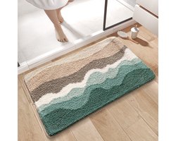 Badkamermat met strandthema, antislip, ultrazacht, wasbaar, absorberend en sneldrogend, met een patroon van zeesterren en schelpen, geschikt voor douchevloeren en keukendecoratie.