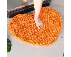 Badkamermat - Microvezel badkamermat - Hartvormige mat - Absorberend en antislip - Tapijt - 40 x 50 cm - Oranje