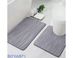 Badkamermat Set - Geheugenfoam - 50x80 cm - Rood - Antislip