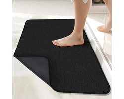 Badkamermat, ultradun badkleed, antislip rubberen badmat, sneldrogend, machinewasbaar, laagpolig en absorberend, geschikt voor buitendouches en bij de wastafel, woonaccessoire – 45 x 70 cm – zwart