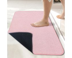 Badkamermat, ultradun badkleed, antislip rubberen badmat, sneldrogend, machinewasbaar, laagpolig en absorberend, geschikt voor buitendouches en bij de wastafel, woonaccessoire – 45 x 70 cm – roze