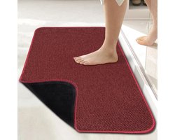 Badkamermat, ultradun badkleed, antislip rubberen badmat, sneldrogend, machinewasbaar, laagpolig en absorberend, geschikt voor buitendouches en bij de wastafel, woonaccessoire – 45 x 70 cm – rood