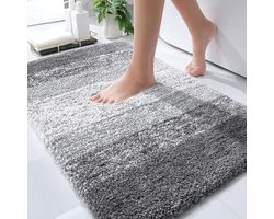 Badkamermat van Microfiber - Zeer Zachte en Absorberende Mat - Rubber Achterkant, Snel Droogend - Voor Badkamer en Douche - Badmat -40*60cm- Grijs