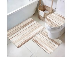 Badkamermatten set van 3 - 3-delig - zachte wol - antislip, wasbaar, modern design - Homevero
