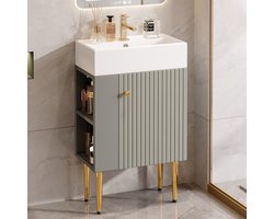 Badkamermeubel - 55 cm - voor Gastentoilet - Compact en Modern Design - MDF - Lichtgrijs