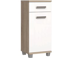 Badkamermeubel - B40,2 x D34,8 x H90,8 cm - Wit en Eiken - VERIS