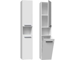 Badkamermeubel-Badkamerkast-Opbergkast Met Wasmand-kolomkast met wasmand