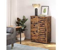 badkamermeubel, dressoir, opbergkast, 3 laden, 2 verstelbare planken achter de deur, badkamermeubel, badkamer, woonkamer, keuken, gang, vintage bruin