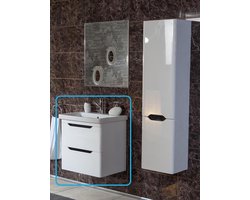 Badkamermeubel Foxton - Antraciet - 100x46x55cm - Incl. Witte Keramische Wastafel - Voorgemonteerd - Greeploos - 2 Lades - MDF