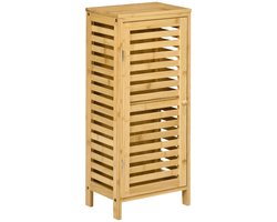 Badkamermeubel - Lattendeur - Verstelbare plank - Natuurlijk bamboe - 30 x 19,9 x 70 cm