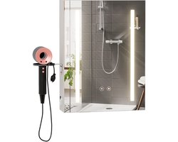 Badkamermeubel-LED Bathroom Mirror Cabinet Wall Cabinet with Anti-Fog Mirror Storage Cabinet with Hair Dryer Holder Adjustable Shelves 3 Color Temperatures Dimmable Wood Cabinet for Bathroom Essentials EU Plug White