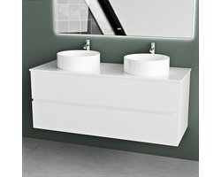 Badkamermeubel met 2 waskommen - 120 CM - Wit - Badmeubelset - Wastafelmeubel - Vestland