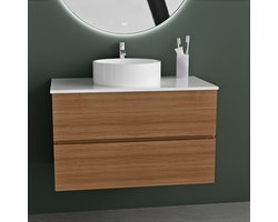 Badkamermeubel met waskom - 100 CM - Eiken - Badmeubelset - Wastafelmeubel - Vestland