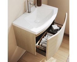 Badkamermeubel met Wastafel - Meubelset Compact - Ruimte Besparen - Soft-close Lade - 60 cm Breed - Gouden Zand