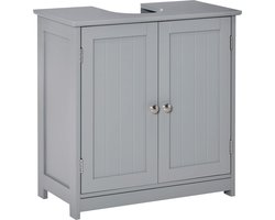 Badkamermeubel onder wastafel – onderkast – kast met 2 deuren met plank – afmetingen: 60 x 30 x 60 cm (grijs)