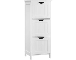 Badkamermeubel, Opbergkast, Smal Badkamermeubel Met 3 Lades, 32 X 30 X 81 Cm, Badkamer, Woonkamer, Slaapkamer, Keuken, Scandinavische Stijl, Mat Wit