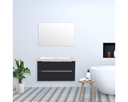 BADKAMERMEUBEL SENSIO 100 HOOGGLANS ANTRACIET 2 kraangaten