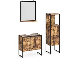 Badkamermeubel set in industriële stijl - 3-delig, eikenrustiek/zwart