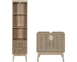 Badkamermeubel-set Klaus - Combinatieset Wastafelonderkast + Kolomkast hoog