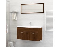Badkamermeubel Set - Meubelset Wastafel - Opbergen Badkamer - Meerlaags Hout - 2-delig - Eiken Bruin