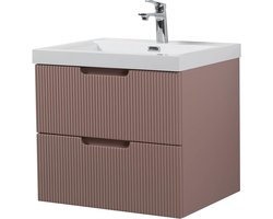 Badkamermeubel Set - Wastafelkast Meubel - Badkamer Opbergen - Ribbelstructuur Lades - 60 cm - Roze