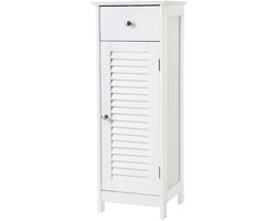 Badkamermeubel - Slanke - badkamerkast - zijkast - nachtkastje met lade en lamellendeur - badkamer - hal - slaapkamer - 32 x 87 x 30 cm - Wit